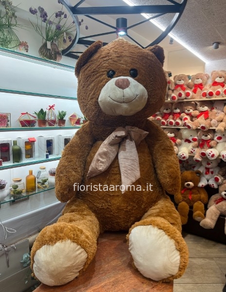 orso marrone h130cm fiocco rosso