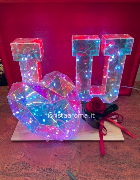 ILOVEU con rosa stabilizzata